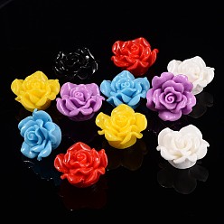 Mixed Color Resin Beads, Flower Rose, Mixed Color, 24x13mm, Hole: 1.5mm