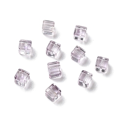 Lavande Verre imitation perles de cristal autrichien, facette, suqare, lavande, 4x4x4mm, Trou: 0.9mm