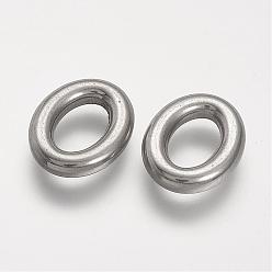 Stainless Steel Color 304 Stainless Steel Linking Ring, Oval, Stainless Steel Color, 20x15x4mm, Inner Diameter: 7x11mm