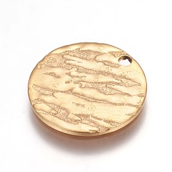Золотой Подвески из нержавеющей стали с ионным покрытием (ip), плоско-круглые, золотые, 15x1 мм, отверстие : 1.5 мм