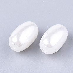 Creamy White Eco-Friendly ABS Plastic Imitation Pearl Beads, High Luster, Oval, Creamy White, 10x6mm, Hole: 1.4mm
