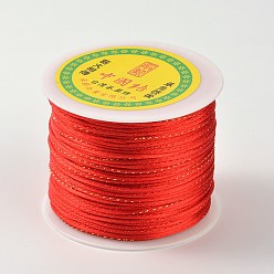 Red Gold Line Round String Polyester Cords, Red, 2mm, about 109.36 yards(100m)/roll