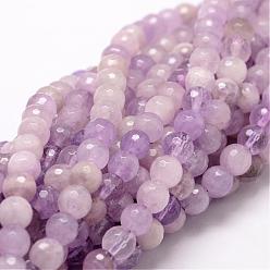 Améthyste Facettes rondes naturelles améthyste perles brins, 6mm, Trou: 1mm, Environ 62 pcs/chapelet, 15.75 pouce