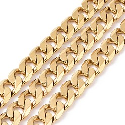 Golden 304 Stainless Steel Cuban Link Chains, Twisted Chains, Unwelded, Golden, 10mm, Links: 13.5x10x3mm