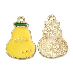 Yellow Cute Alloy Pendants, with Enamel, Golden, Cadmium Free & Lead Free, Pear Charms, Yellow, 22x15x1mm, Hole: 1.8mm