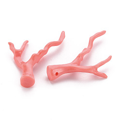 Salmon Synthetic Coral Beads, Branch, Dyed, Salmon, 43.5~44.5x34x7.5mm, Hole: 1.5mm
