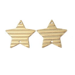 Real 18K Gold Plated Ion Plating(IP) 304 Stainless Steel Connector Charms, Striped Star Links, Real 18K Gold Plated, 25.5x27x1mm, Hole: 1.5mm