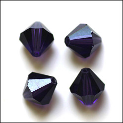 Bleu Ardoise Foncé Imitations de perles de cristal autrichien, grade de aaa, facette, Toupie, bleu foncé, 6x6mm, Trou: 0.7~0.9mm