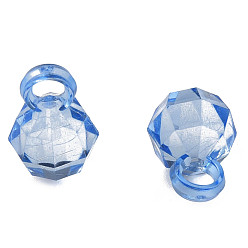 Royal Blue Transparent Acrylic Pendants, Faceted, Round, Royal Blue, 18x11x11mm, Hole: 4mm