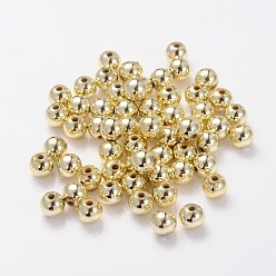 Golden Plated Plating Acrylic Beads, Round, Golden Plated, about 6mm in diameter, hole: 1mm, about 4000pcs/500g