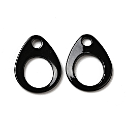 Black Spray Painted 201 Stainless Steel Charms, Teardrop Charm, Black, 13x10x1mm, Hole: 1.8mm