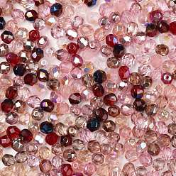 Pink Perles de verre tchèques polies au feu, facette, ananas, rose, 6x5.5~6mm, Trou: 1.2mm, environ 360 pcs / sachet 