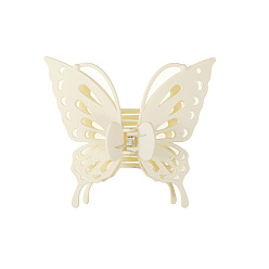 Beige Pinces à cheveux à grandes griffes en plastique en forme de papillon creux, accessoires de cheveux pour femme fille, beige, 130x145mm
