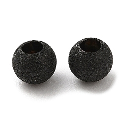 Gunmetal 304 Stainless Steel Cord End, End Caps, Textured Round, Gunmetal, 4mm, Hole: 1.6mm