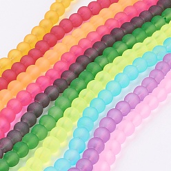 Mixed Color Frosted Glass Bead Strands, Round, Mixed Color, 6mm, Hole: 1mm, about 140pcs/strands, 31 inch