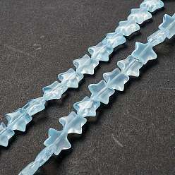 Light Cyan Transparent Glass Beads Strand, Star, Light Cyan, 10x10x4mm, Hole: 0.8mm, about 40pcs/strand, 13.39~14.17 inch(34~36cm)