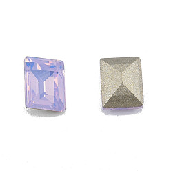 Violet K9 Glass Rhinestone Cabochons, Pointed Back & Back Plated, Faceted, Rectangle, Violet, 8x6x3mm