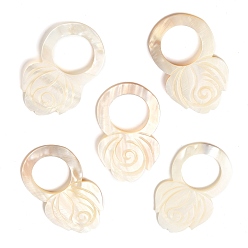 Freshwater Shell Natural Freshwater Shell Big Pendants, Flower Charms, 66.5~67x39.5~40.5x3~4mm, Hole: 25~25.5mm