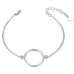 Платина Shegrace простой дизайн, браслет из стерлингового серебра 925 с родиевым покрытием, с кругом, платина, 6-1/4 дюйм (16 см)