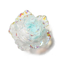 Turquoise Pálido Cabochons de la resina transparente, flor, color de ab chapado, turquesa pálido, 29~31x29~31x11 mm
