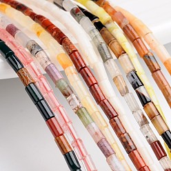 Mixed Stone Tube Natural & Synthetic Mixed Gemstone Bead Strands, 4x2mm, Hole: 1mm, about 96pcs/strand, 15.74 inch
