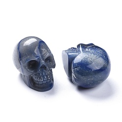 Синий Авантюрин Хэллоуин натуральный синий авантюрин украшения для дома, череп, 38~38.5x32~32.5x49~50 мм