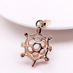 Light Gold Brass Bead Cage Pendants, for Chime Ball Pendant Necklaces Making, Hollow Tortoise Charm, Light Gold, 29x20.5x15mm, Hole: 9.5x4mm