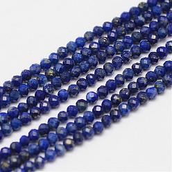 Lapis Lazuli Natural Lapis Lazuli Bead Strands, Faceted, Round, 2mm, Hole: 0.5mm, about 170~180pcs/strand, 12.9~13.3 inch(330~340mm)