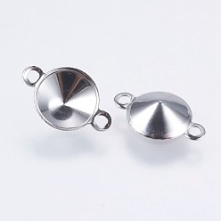 Stainless Steel Color 304 Stainless Steel Connector Rhinestone Settings, Cone, Stainless Steel Color, Fit for 6mm Rhinestone, 10.5x6.5x2mm, Hole: 1mm