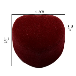 Roja Cajas de anillo de terciopelo, corazón, rojo, 4.5x4.3x3.5 cm