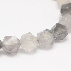 Cloudy Quartz Natural Cloudy Quartz Beads Strands, Star Cut Round Beads, Faceted, 8x7mm, Hole: 1mm, about 49pcs/strand, 15.7 inch
