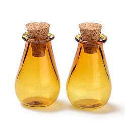 Oro Adorno de botellas de corcho de vidrio, vaso vacío deseando botellas, viales de bricolaje para decoraciones colgantes, oro, 15.5x28 mm