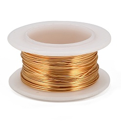 Golden Round Copper Jewelry Wire, Lead Free & Cadmium Free & Nickel Free, Long-Lasting Plated, with Spool, Golden, 28 Gauge, 0.3mm, about 32.8 Feet(10m)/roll