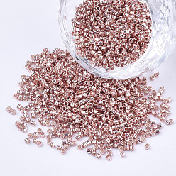 Light Coral Electroplate Cylinder Seed Beads, Uniform Size, Metallic Colours, Light Coral, 1.5~2x1~2mm, Hole: 0.8mm, about 4000pcs/bag, about 50g/bag