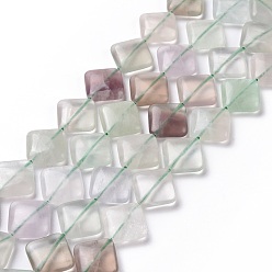 Fluorite Natural Rhombus Fluorite Beads Strands, 18~19x18~19x6mm, Hole: 1mm, about 22pcs/strand, 15.74 inch