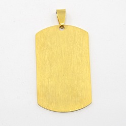Oro 201 acero inoxidable estampado colgantes de etiqueta en blanco, Rectángulo, dorado, 50x29x1.5 mm, agujero: 9x3 mm