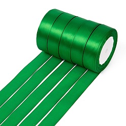 Зеленый Односторонняя атласная лента, Полиэфирная лента, зелёные, 1 дюйм (25 мм) шириной, 25yards / рулон (22.86 м / рулон), 5 рулоны / группа, 125yards / группа (114.3 м / группа)