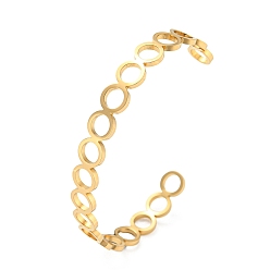 Oro Revestimiento iónico (ip) 304 brazaletes de acero inoxidable, Brazaletes abiertos con anillo hueco para mujer., dorado, 3/8 pulgada (0.85 cm), diámetro interior: 2-3/4 pulgada (6.9 cm)