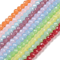Mixed Color Baking Painted Transparent Glass Beads Strands, Imitation Opalite, Faceted, Round, Mixed Color, 3.5x3mm, Hole: 0.7mm, about 117pcs/strand, 14.17~14.37 inch(36~36.5cm)