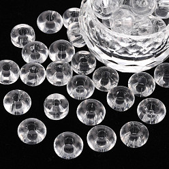 Claro Perlas de vidrio transparentes, plano y redondo, Claro, 10x5~6 mm, agujero: 2.5 mm, sobre 600 unidades / libra