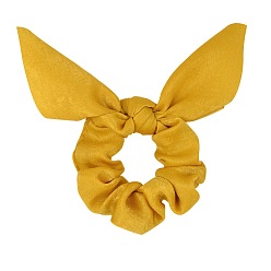 Goldenrod Rabbit Ear Polyester Elastic Hair Accessories, for Girls or Women, Scrunchie/Scrunchy Hair Ties, Goldenrod, 165mm