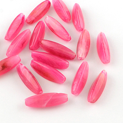 Rosa Oscura Perlas de imitación de piedras preciosas de acrílico de arroz, Cuentas ovales alargadas, de color rosa oscuro, 28x9x9 mm, Agujero: 2 mm, sobre 400 unidades / 500 g