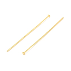 Real 18K Gold Plated Brass Flat Head Pins, Long-Lasting Plated, Real 18K Gold Plated, 38x0.7mm, Head: 2mm