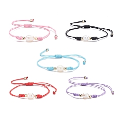 Mixed Color Natural Pearl Beads Bracelet, Friendship Adjustable Cord Bracelet for Her, Mixed Color, Inner Diameter: 1/2~3 3/4 inch(1.2~9.5cm)