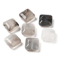 Gris Foncé Perles acryliques transparentes, carrée, gris foncé, 15.5x15.5x7.5mm, Trou: 1.6mm, environ327 pcs / 500 g