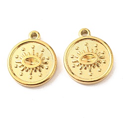 Golden Vacuum Plating 304 Stainless Steel Pendant Rhinestone Settings, Flat Round Links with Eye, Golden, Fit for 3x1.3mm Rhinestone, 15.5x13x3mm, Hole: 1.4mm 