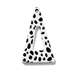Noir Pendentifs acryliques imprimés, triangle à pois, noir, 33x19.5x2mm, Trou: 1.5mm