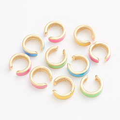 (52) Непрозрачная лаванда Серьги-манжеты из позолоченной латуни, с эмалью, кольцо, разноцветные, 14x5 мм