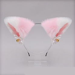 Pink Anime cosplay avec bandeau pelucheux oreilles de chat, bandeaux japonais lolita, accessoires de cheveux de costume de fête de filles, rose, 250mm