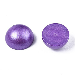Medium Purple Painted Natural Wood Cabochons, Pearlized, Half Round, Medium Purple, 12x6mm